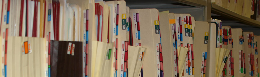 Photo of file folders on a shelf